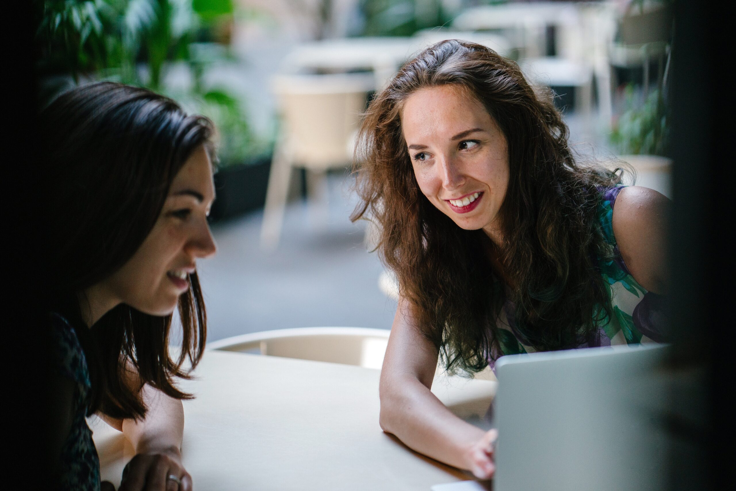 Two girls at a meeting