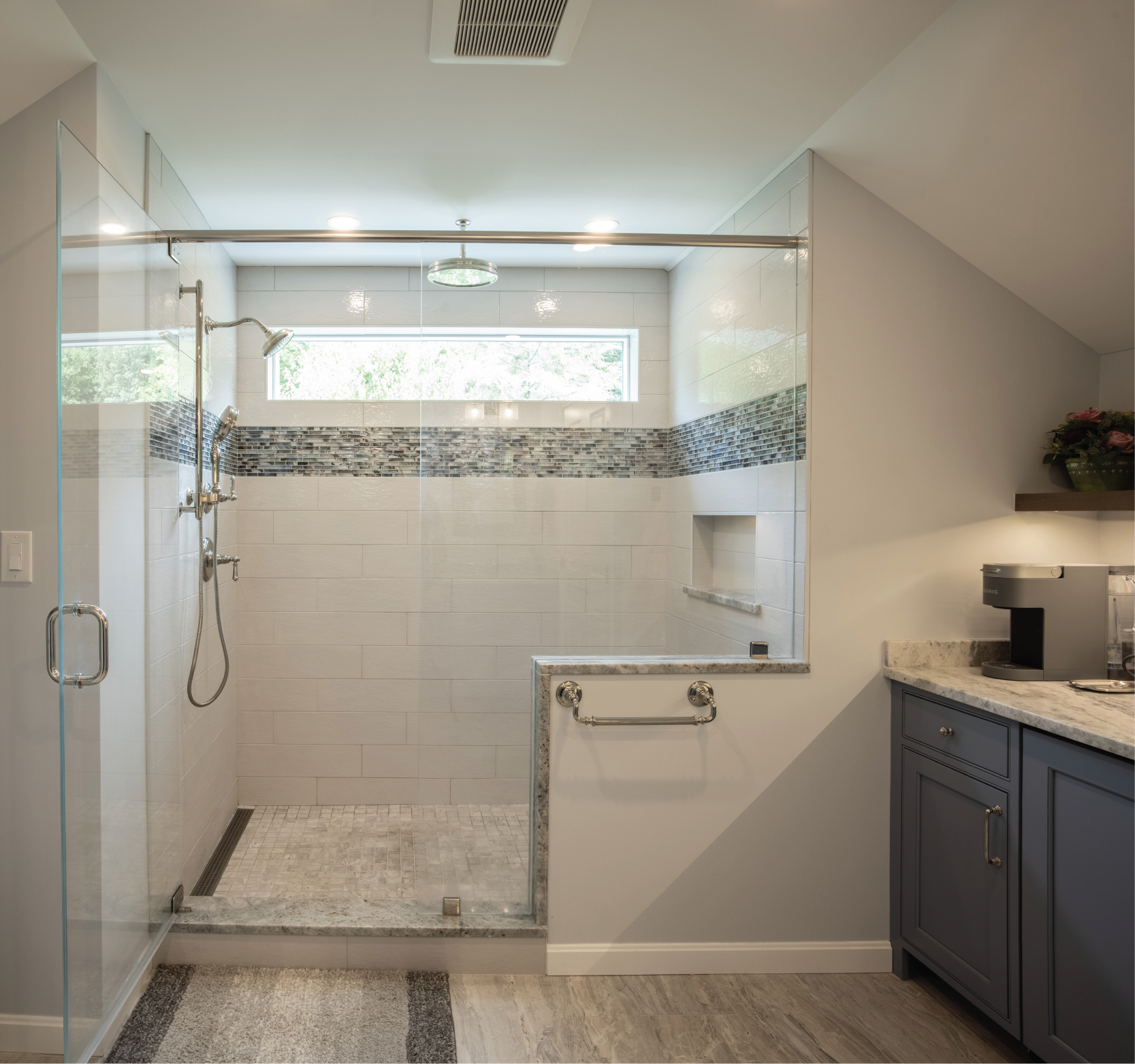 master bathroom with beverage station nook